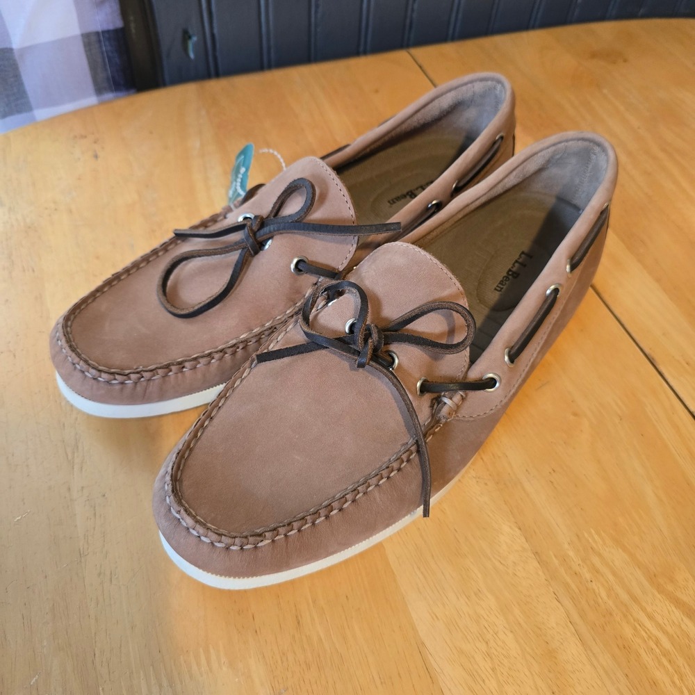 L.L.Bean Camp Mocs Men's Size 10 D River Rock Leather Boat Shoes NWT